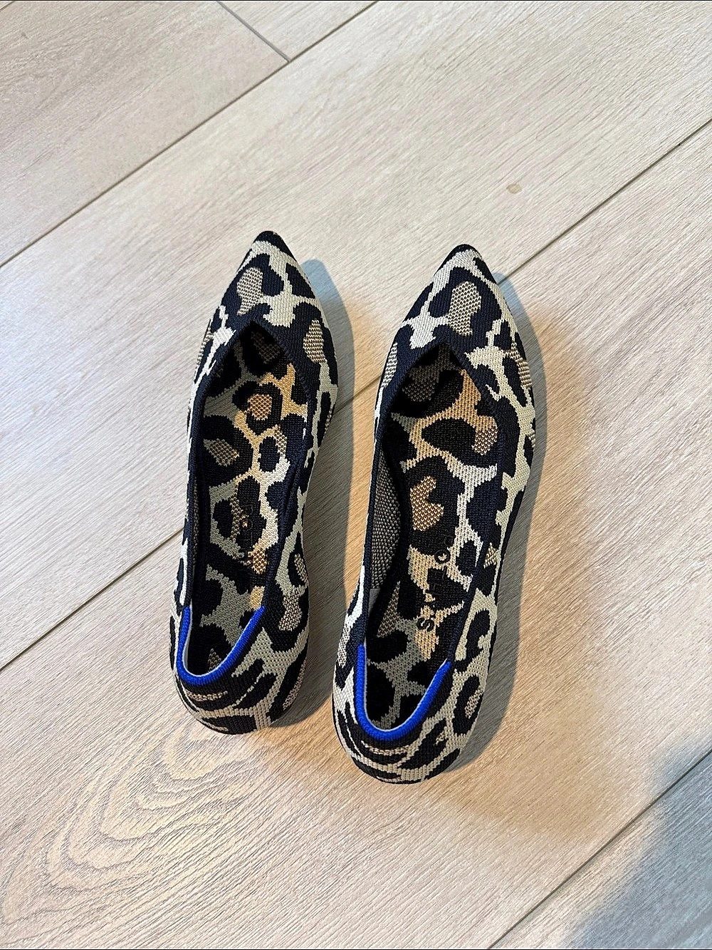 Rothy's The Point in Big Cat Leopard Flats Black & Brown US 7